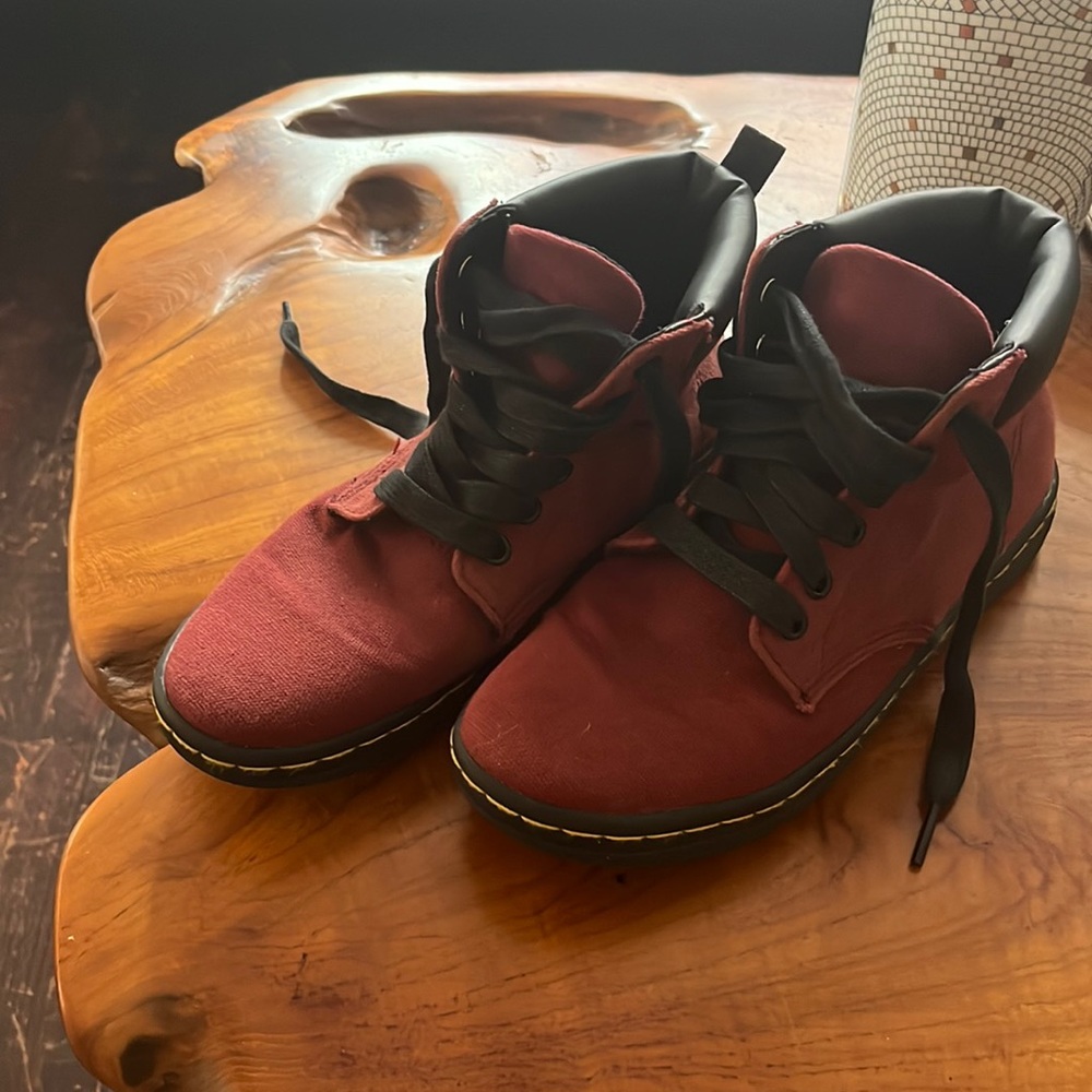 Maroon Canvas Doc Marten Shoes